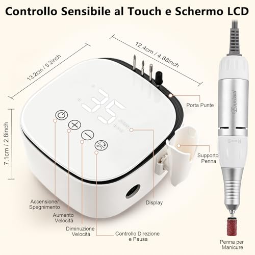 Enniewi Professional Nail Drill 35000RPM, Nail Cutter, Electric Nail File, HD LED Digital Display, Electric Drill for Removing Gel/White Enamel
