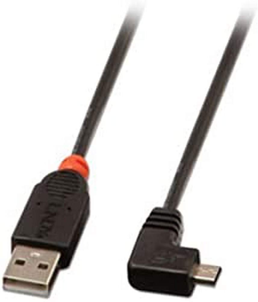 Lindy 0.5m USB 2.0 Cable - Type A to Micro-B Cable, 90 Degree Right Angle