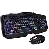 XINMENG XM-326 Wired USB Computer Game Rainbow Breathing Light Mouse, A3050 Chip,4000DPI,6Buttons (Black)