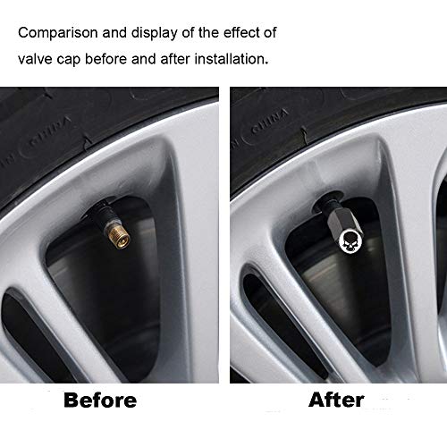 choolo Black Skull Tire Air Valve Caps Stem Cover Universal Fits All Cars Trucks SUV Bike & Bicycle Motorcycle & Car Tire Valve Stem Caps