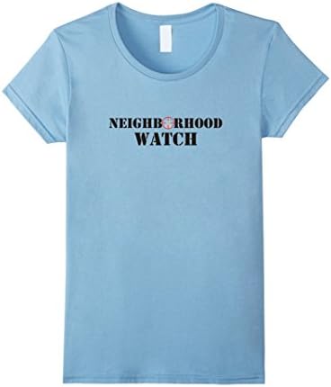 Women's Neighborhood Watch T-Shirt with Front and Back Print Large Baby Blue