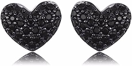 Splendorous Heart Shaped 4.55Ct Natural Black Spinel 925 Sterling Silver Stud Earrings