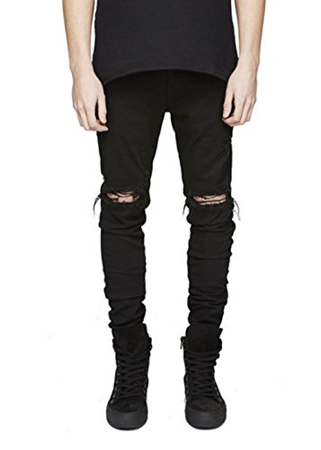 Men s Biker Skinny Distressed Ripped Slim Washed Denim Jeans