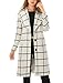 Allegra K Women's Turn Down Collar Seam Pockets Button Warm Checks Coat X-Small White