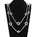 shevalues Silver Long Necklace Fashion Double Layered Sweater Necklace Hammered Loop Circle Long Necklace for Women