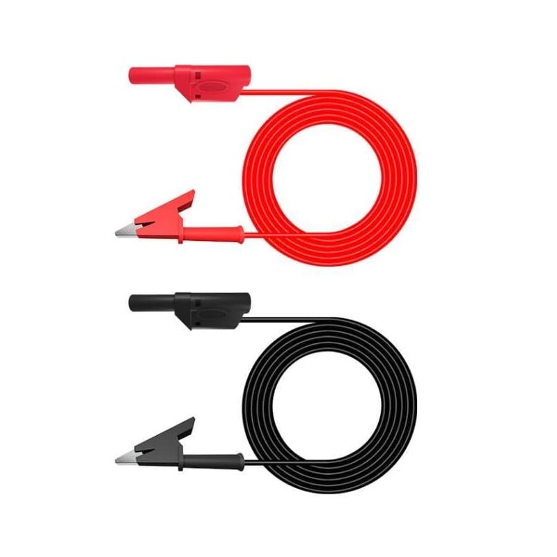 Aofan 2Pcs Stackable Multimeter Test Leads | 4mm Banana Plug to Alligator Clips | 1M Silicone Wire (Black - Red) for Electronics, Lab & Electrical Testing
