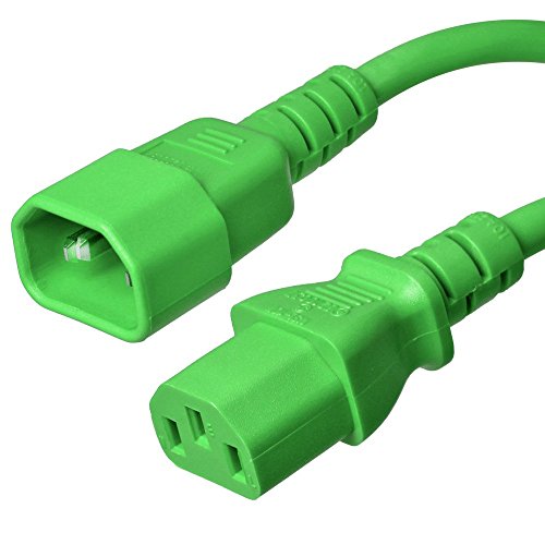C14 to C13 Power Cord - 10 Foot, 10A/250V, 18/3 AWG, IE 60320 - Iron Box Part # IBX-6110-10 (10, Green)
