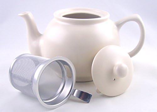 6 Cup Teapot with Fitted Infuser - Fine Stoneware by Price &amp; Kensington, Stoke on Trent, England - Matte Cream