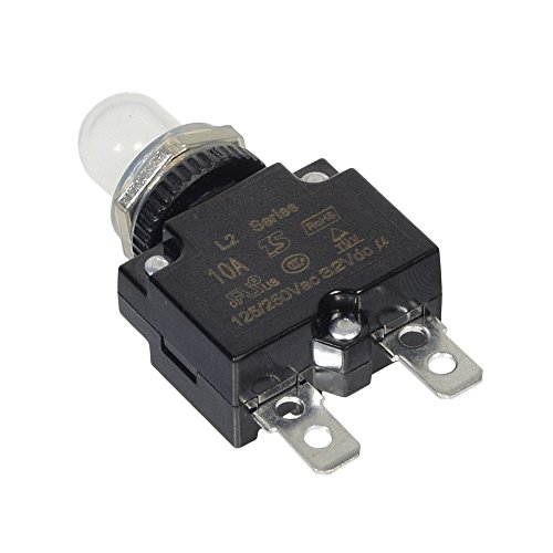 Monster Motion 32VDC 125/250VAC Push-Button Reset Circuit Breaker with 1/4" Tab Terminals (10 Amp) - Thumbnail 2