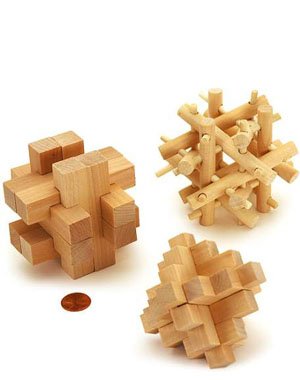 Brain Benders 3D Puzzles Solid Wood 3 Different Cardinal