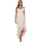 Xscape Womens Xscape Women's Halter Mock Neck Ruffle Knee Length Dress