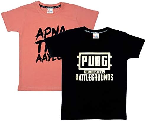 Angaakar Clothings Graphic Printed T-Shirt for Kids Boys & Girls PUBG T-Shirt Playerunknown's Battlegrounds T-Shirt Half Sleeve T-Shirt Round Neck T Shirt 100% Cotton T-Shirt Pack of 2