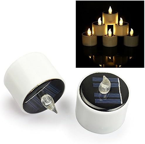 OVIA Solar Power Candle Light Wedding Floral Decoration Tealights for Outdoor Camping Emergency (2pcs Set Warm White)