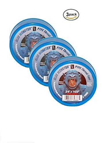 Milrose 70886 Blue Monster 3/4 Inch x 1429 Inch MDPE Blue Teflon Tape (3 Pack)