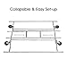 LANGRIA Collapsible Adjustable Double Rail Rolling Garment Rack Clothing Rack Drying Rack Hanging Rack, Chrome Finish