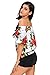 LOSRLY Womens Sexy Floral Print Off the Shoulder Crop Tops Shirts and Blouses White M 8 10