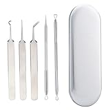 Leegoal(TM) 5pcs Blackhead Remover Kit Acne Pimple Comedone Extracto Tool Set for Whitehead, Blemish, Zit Popper with Metal Case