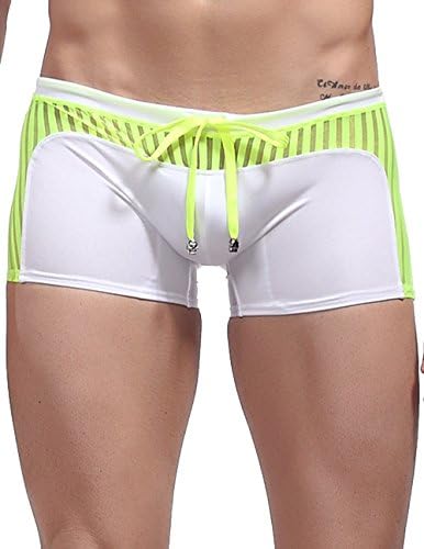 AmyTom Men's Sexy Tie Rope Swim Boxer Briefs Asia M = US S White