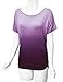 WT990 Womens Round Neck Short Sleeve Dip-Dye Dolman Top XXL Purple