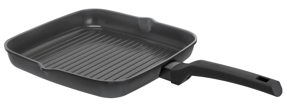 Schulte-Ufer, Induction Charisma i Grill Pan, Cast Aluminium, 28 x 28 cm, with Optical Frying Display for Optimal Temperature, Suitable for Induction Cookers, 1642-28 i, Aluminium, 28 x 28 cm Square