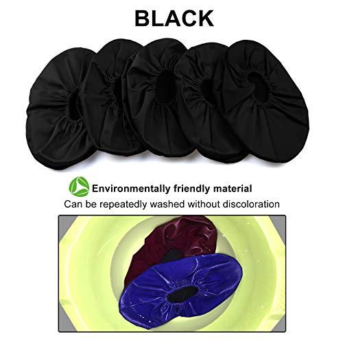 5 Pairs Non Slip Washable Reusable Shoe Covers Cotton and Polyester For Household Thickened Boot Covers, Black