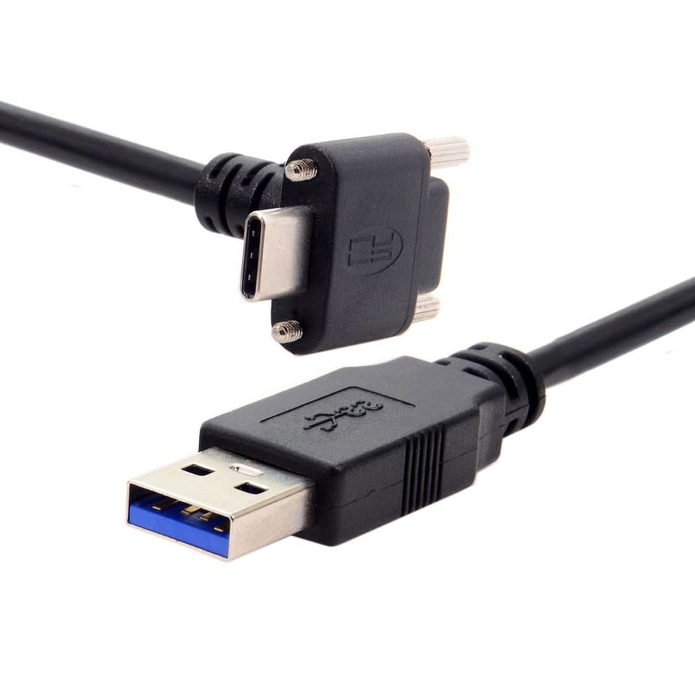 CY 90 Degree Up Down Angled Type Screw Locking USB-C to USB 3.0 Data 5Gbps Cable Type-C for VR Camera Laptop(300CM)