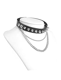 HZMAN Collar gargantilla de cuero con incrustaciones de picos moda punk gótico metal para Mujeres Hombres