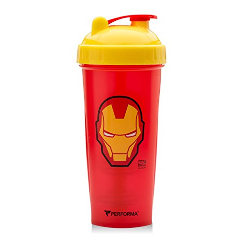 Performa Perfect Shaker - Iron Man Shaker Bottle Original #5, Leak Free Protein Shaker Bottle With Actionrod Mixing Technology For All Your Protein Needs! Shatter Resistant & Dishwasher Safe