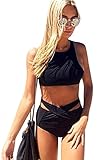 Cupshe Fashion Women's Solid Color High Waist Tank Bikini Set