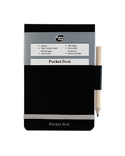 3 x Pukka Pad, Black Pocket Book A7 with Pencil