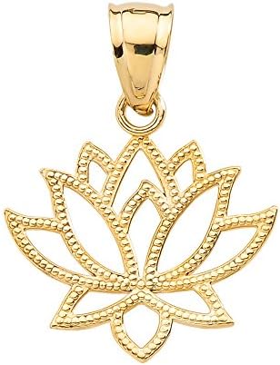 フラワー・ガーデニング S 1000 Gold Lotus ( RuRun Lotus ) Amazon.com: 10k Yellow Gold Open Design Lotus Flower Pendant