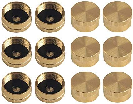 Venseri Solid Brass Refill 1 LB Propane Bottle Cap, 12 Pack 1lb Gas Tank Cylinder Sealed Caps, Bottle Cylinder Sealed Cap for Outdoor Camping BBQ