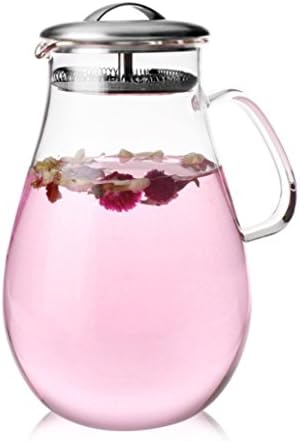 Gobize 60 Ounces Borosilicate Glass Pitcher with Removable Stainless Steel Lid