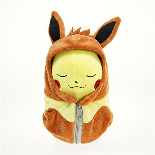 20cm 8" Pokemon Pikachu in Eevee Sleeping Bag Plush Toy Stuffed Doll Figure Close Eyes Ver.