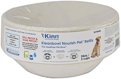 Kinn Kleanbowl Disposable Dog Food Bowls, 24 oz (Pack of 50) - Frame System Refills, Use for Travel, Boarding, or Crate, Compostable Pet Travel Bowl, No Plastic, Leakproof, Portable Dog Dish