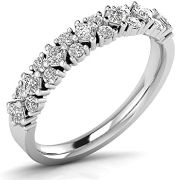0.60ct Claw Set Round Brilliant and Princess Cut Diamonds Half Eternity Wedding Ring Available in Gold and Platinum