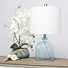 Elegant Designs LT3335-CBL Textured Glass Table Lamp, Clear Blue/White