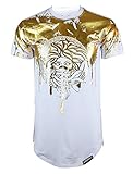 Screenshotbrand Mens Hipster Hip-Hop Premiun Tees - Stylish Longline Latest Fashion Print T-Shirts Gold Foil MD - White - Small