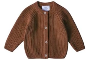 Stellou & friends 100% Cotton Chunky Ribbed Knitted Cardigan for Boys & Girls Ages 0-6 Years