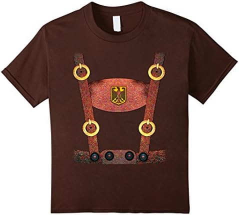 Kids German Lederhosen Oktoberfest Costume Funny T-Shirt 10 Brown