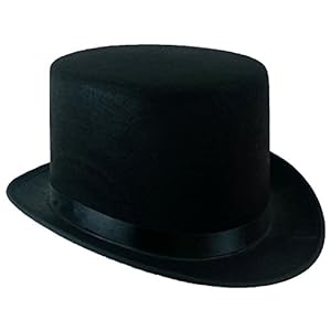 5 Inch Black Felt Top Hat - Gentleman's Felt 5 Inch Top Hat by Funny Party Hats, Avg Adult Head size