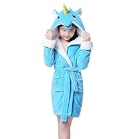 NEWCOSPLAY Kids Animal Pajamas Hooded Sleep Robes (5-7 Years, Blue Unicorn)
