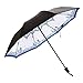 Compact Travel Umbrella for Women Vinyl Anti-UV Long Stick Lightweight Starry and Blossom Parasol for Sun and Rain Gift Choice Cypress J&B Umbrellas