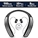 Bluetooth Headphones Speaker 2 in 1,Bluenin Neckband Wireless Headset Wearable Speaker True 3D Stereo Sound Sweatproof Headphones with Retractable Earbuds Built-in Microphone (Titanium Gray)