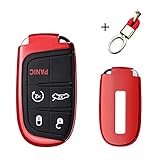 MAXMILO Soft TPU Case Cover Protector Case for Jeep Key Fob, Car Remote Key Fob Case for Jeep Grand Cherokee Renegade Fob Remote Key+Keychain (red)