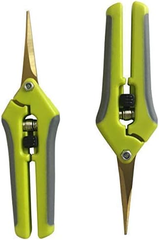 The Relaxed GardenerGardening Scissors Set - Curved and Straight Titanium Coated Blade Micro Tip Pruning Shears - Super Sharp Trimmers for Plants with Anti-Rust Coating