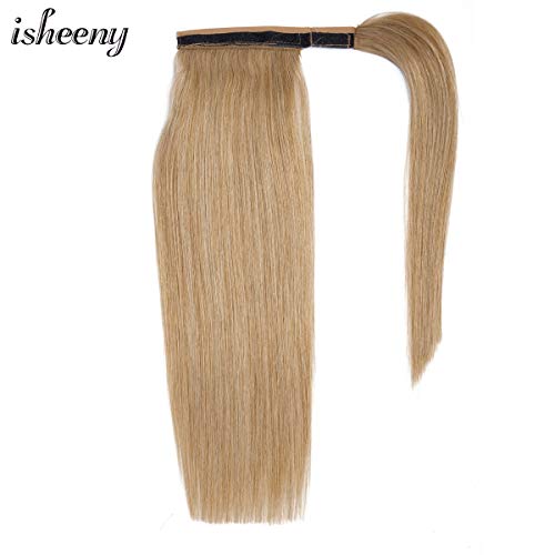 14" Human Ponytail Hair Extensions Remy Human Hair Piece For Women - 1 Piece Hairpiece 60 Grams Wrap Around Ponytail Human Hair Extensions Light Brown #27 Color - Thumbnail 3