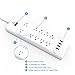 Witeem Surge Protector Power Strip with 10 Outlets & 4 USB Ports and 6ft Extension Cord Charging Station, White
