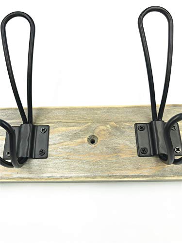 Wall Mounted Coat Rack,Sageme Wooden Entryway Vintage Rustic Coat Rack Hat Hanger Rack 4-Hook Rail for The Entryway, Bathroom, Bedroom, Kitchen, Mudroom Solid Wood (4 Hooks, Black 2 Pack)