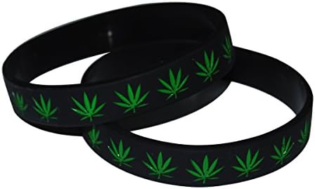 Busy Bee Distributors Black/Green Leaf Weed Marijuana Cannabis Weed Bracelet Wristband or Ankle Band